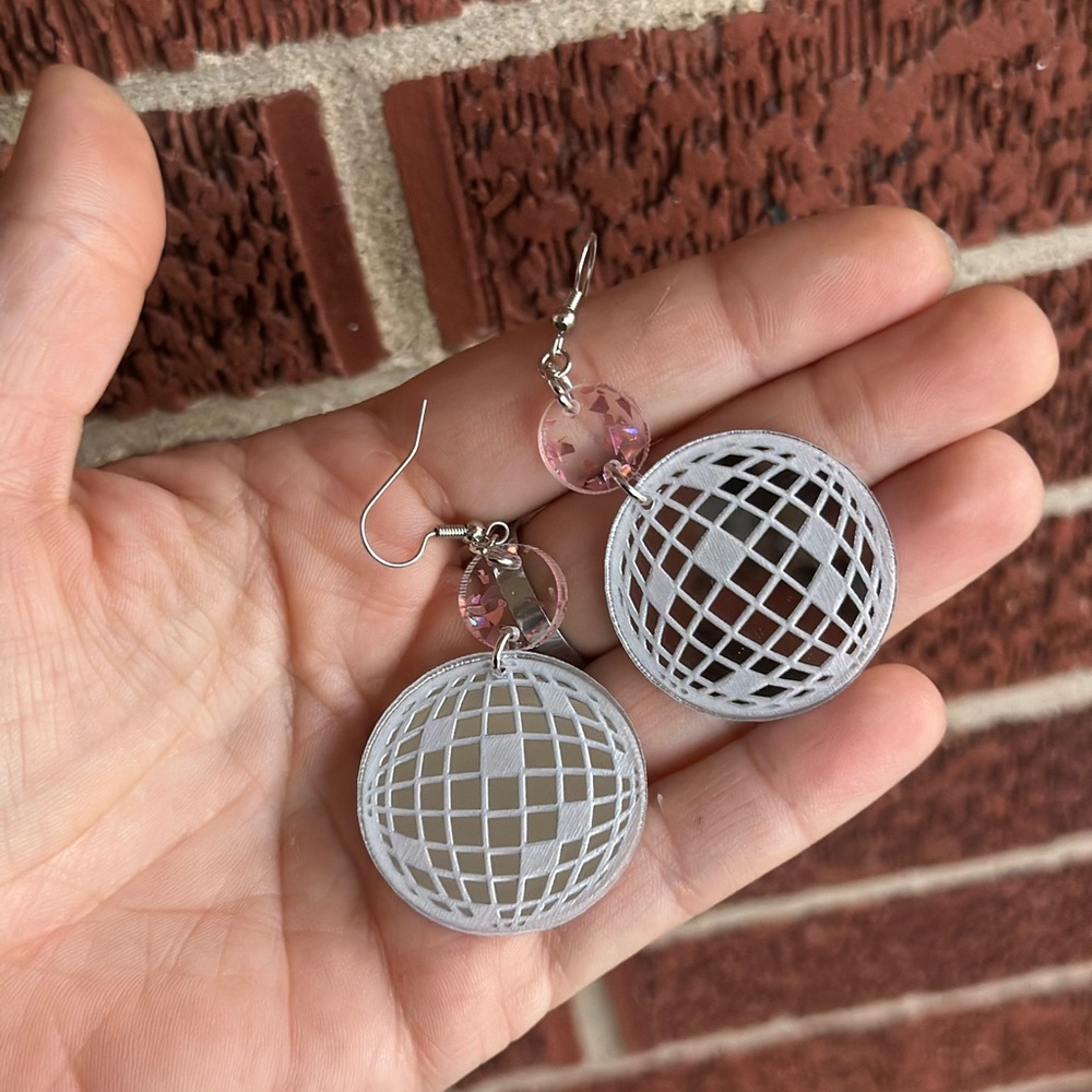 Elegant Silver and Pink Dangle Earrings